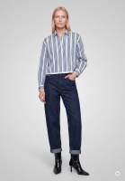Boxy Striped Shirt with Patchwork