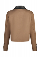 Cropped Jacke mit Faux Leather Umlegekragen