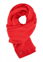 Knitted scarf with tonal badge