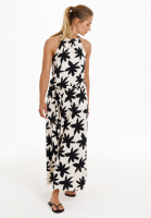 Halter neck dress with palm tree motif