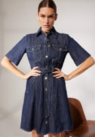 Denim dress with belt