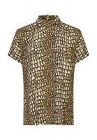 Top mit Stehkragen und Reptiliennprint