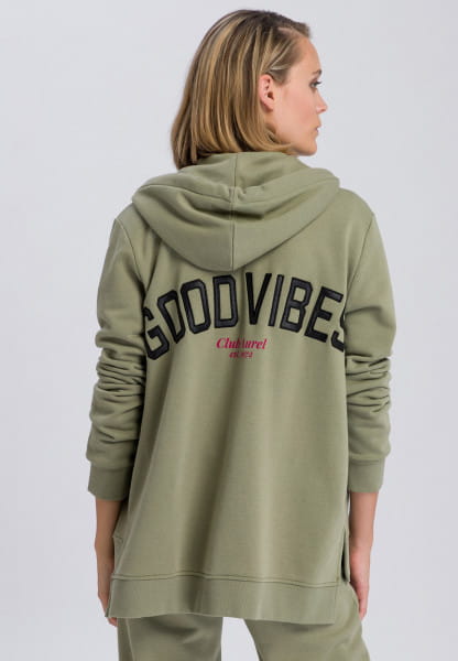 Zip Hoodie with large slogan print on the back