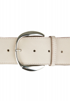 Belt with semi-circular statement buckle