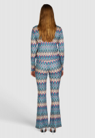 Flared trousers with zigzag knit pattern