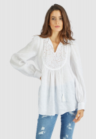 Linen blouse with perforated embroidery