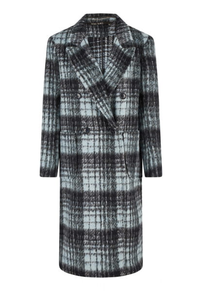 Wool coat with tartan pattern