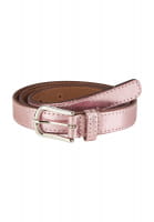 Leather belt with a metallic look