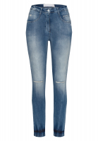 Skinny jeans in blue denim with destroyed effects