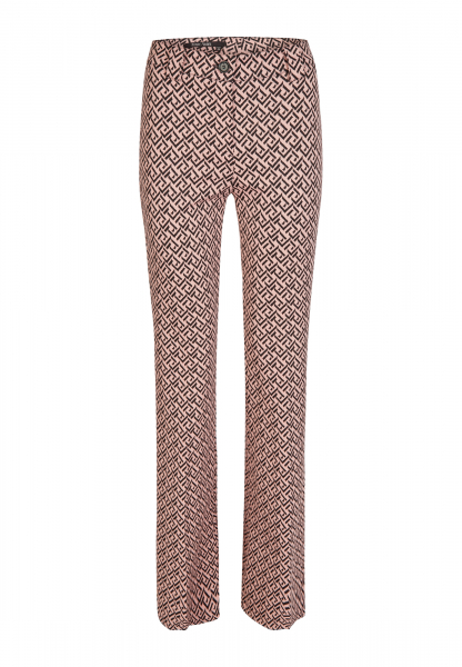 Flared pants with graphic print in shortened length