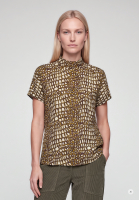 Top mit Stehkragen und Reptiliennprint