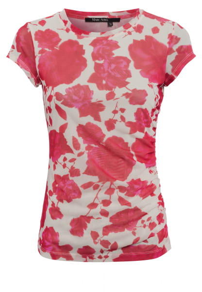 Mesh shirt with rose print