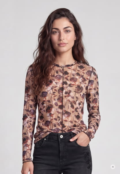 Printed mesh shirt