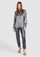 Metallic-Bluse im Plissee-Look