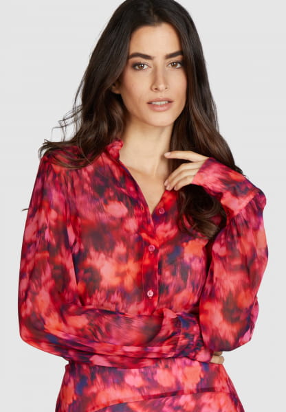 Abstract floral print shirt blouse
