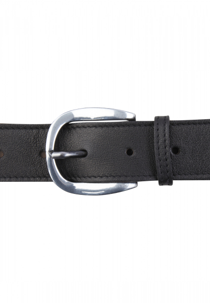 Belt with matte silver buckle and contrast spike