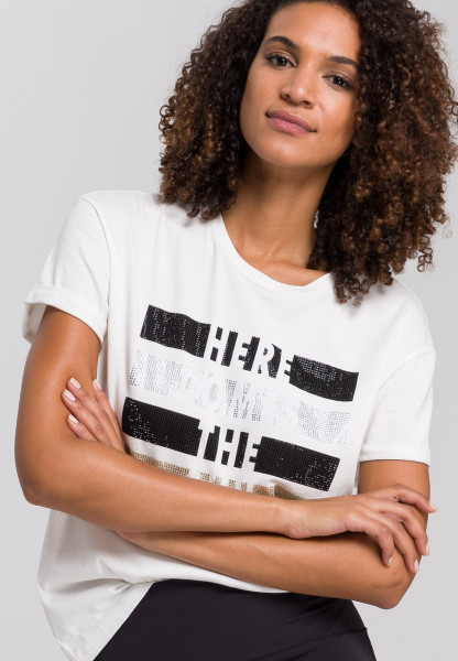 T-Shirt mit Strass-Frontprint