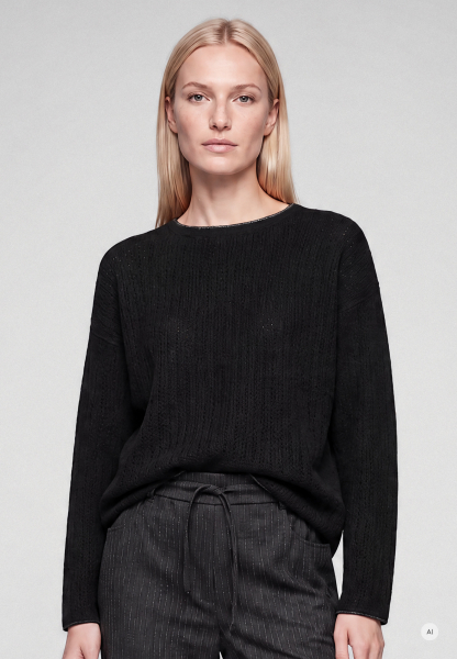 Mesh sweater with rolled edges
