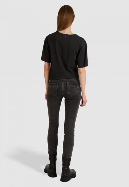 Black denim with extra-wide waistband