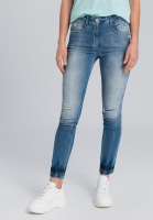 Skinny Jeans in Blue Denim Optik mit Destroy