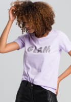 T-shirt with rhinestone lettering