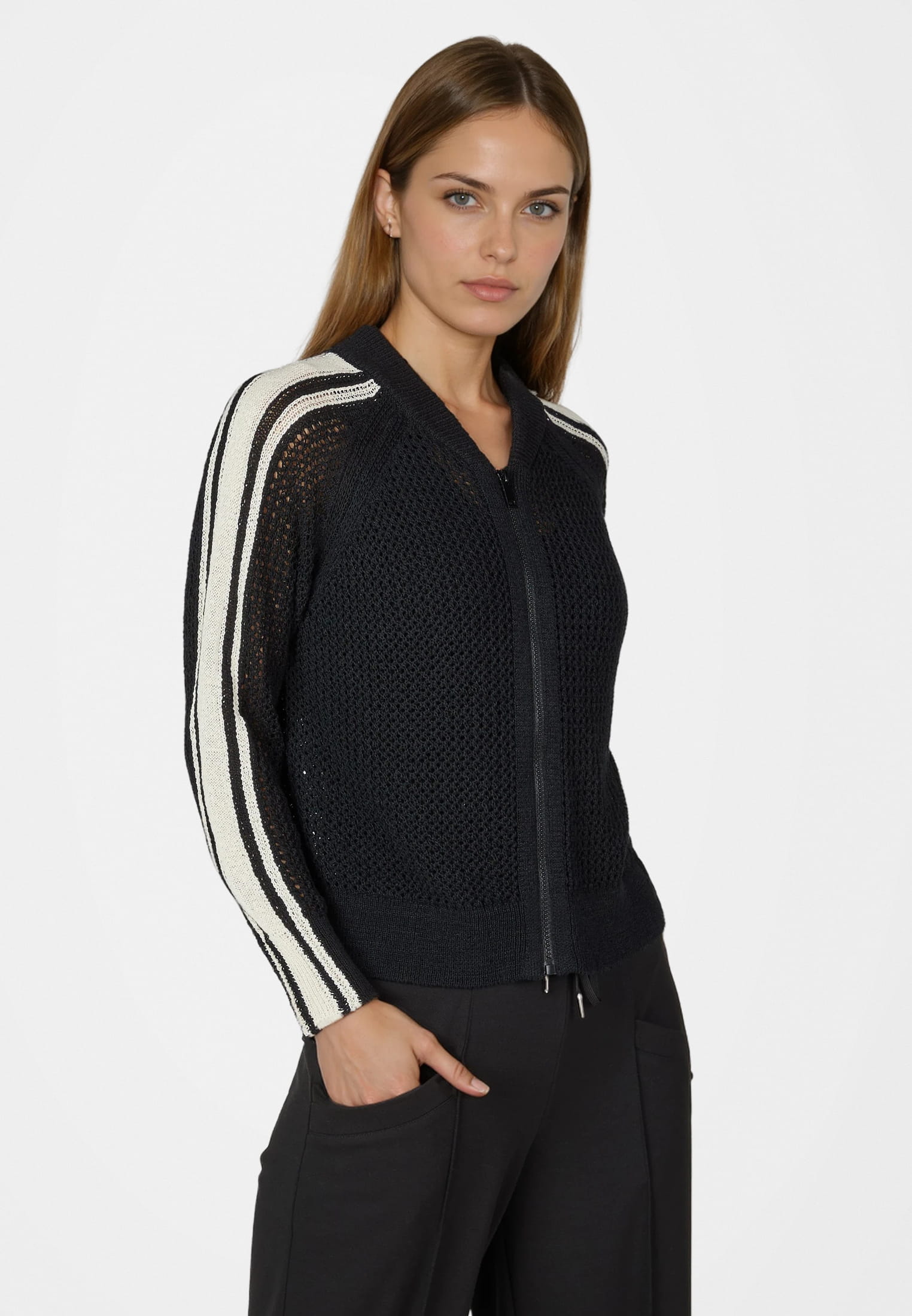 MARC AUREL Strickjacke aus Netz-Struktur