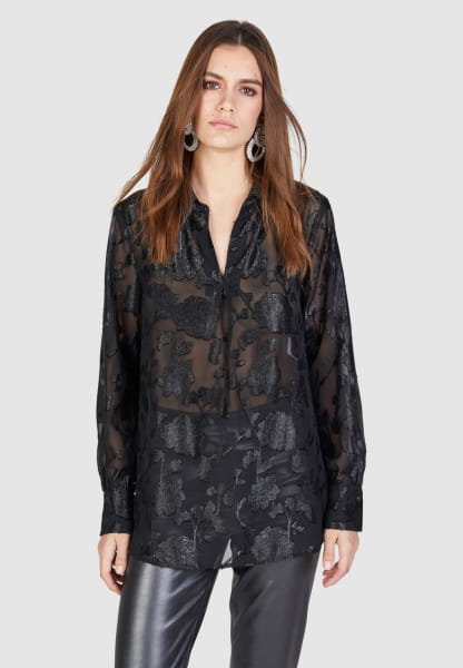 Metallic jacquard blouse