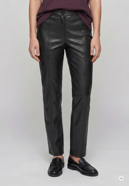 Slim-fit pants made of faux leather