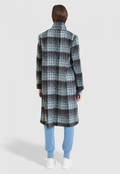 Wool coat with tartan pattern