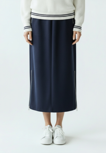 Skirt with sporty zipper details