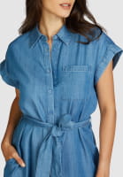 Shirt dress made from lightweight indigo lyocell
