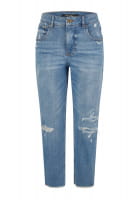Cropped relaxed fit trousers in blue denim