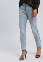 5-pocket jeans made from recycled demin with destroyed-details