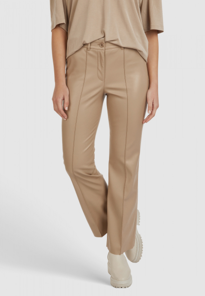Flared trousers made from vegan leather long