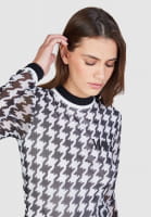 Mesh shirt with houndstooth pattern