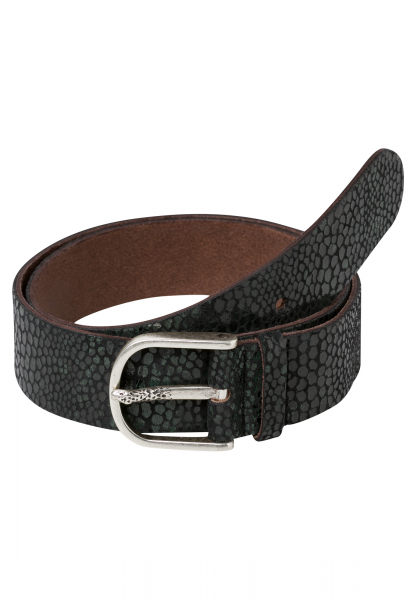 Belt with shimmering reptile print