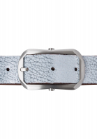 Metallic belt with statement clasp