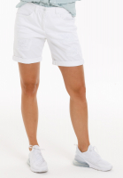 Shorts made from lightweight white denim with destroyed elements