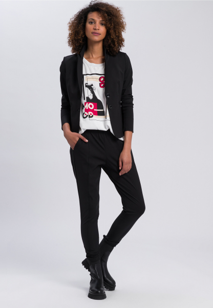 Shirt blouse with contrast motto print
