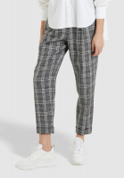 High-waisted pleated trousers with mottled check