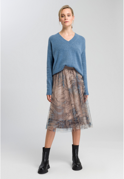 Tulle skirt with abstract animal print