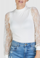 Blouse shirt with lace sleeves