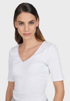 Ribbed shirt with V-neck