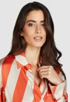 Shirt blouse with diagonal block stripes