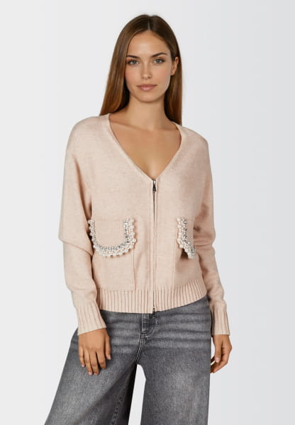 Strickjacke mit Perlen-Applikation
