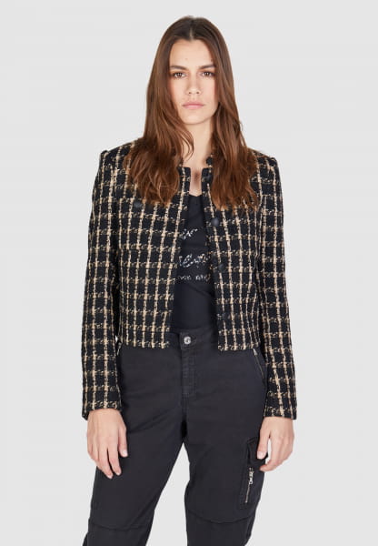 Tweed jacket with check pattern