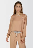 Satin Top mit Strick-Bündchen