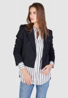 Short caban jacket with tonal mini houndstooth pattern