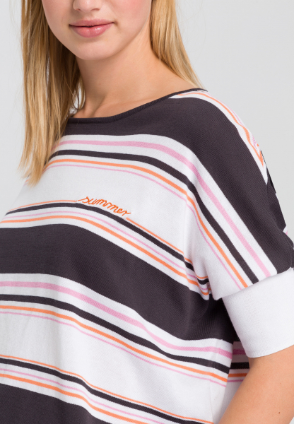 Knitted shirt with striped-print