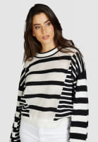Sweater in striped mesh patchwork